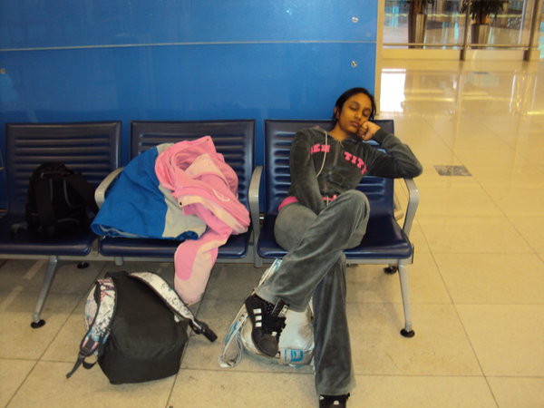 Exhausted at Dubai airport