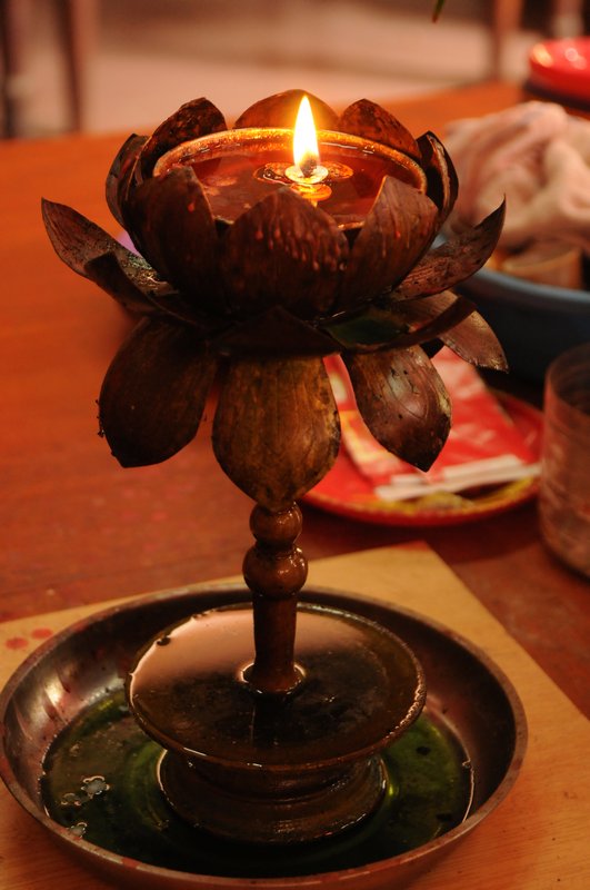 a lotus flower light in the pagoda