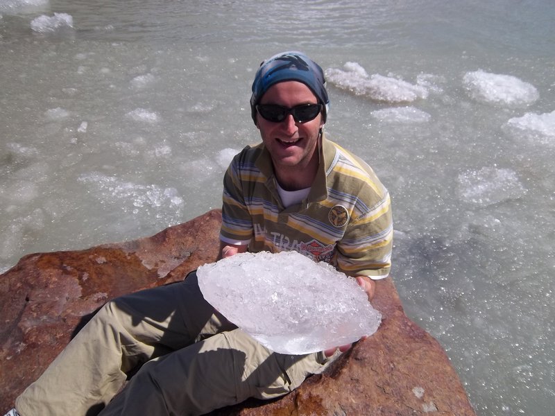 Richard holding an Ice Berg
