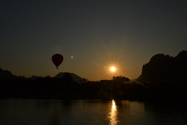 Evening hot air balloon