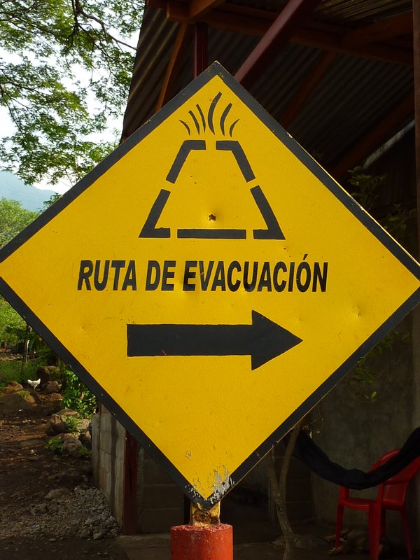 Volcano evacuation sign