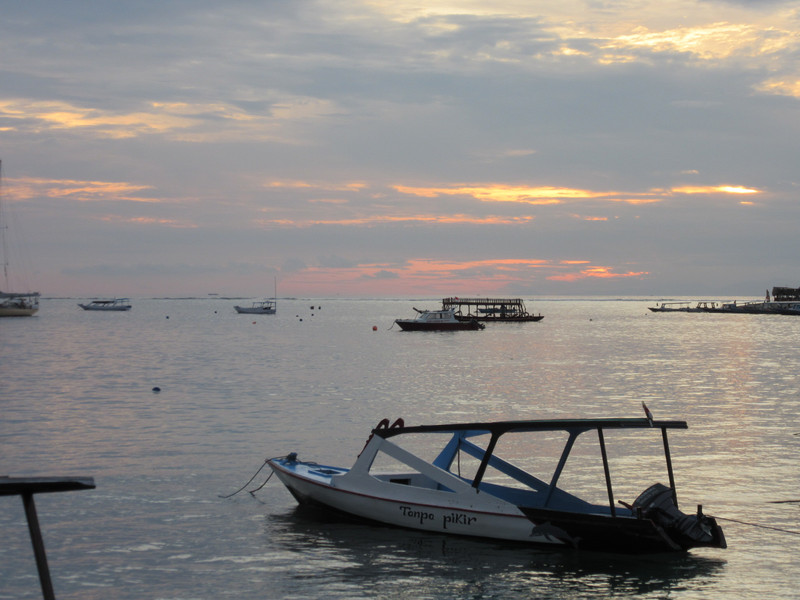 Gili Air early evening beach and boats