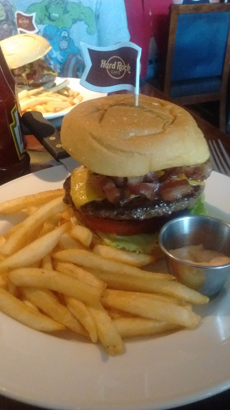 Hard Rock Cafe burger at the airport, our most expensive meal in Bali by some way