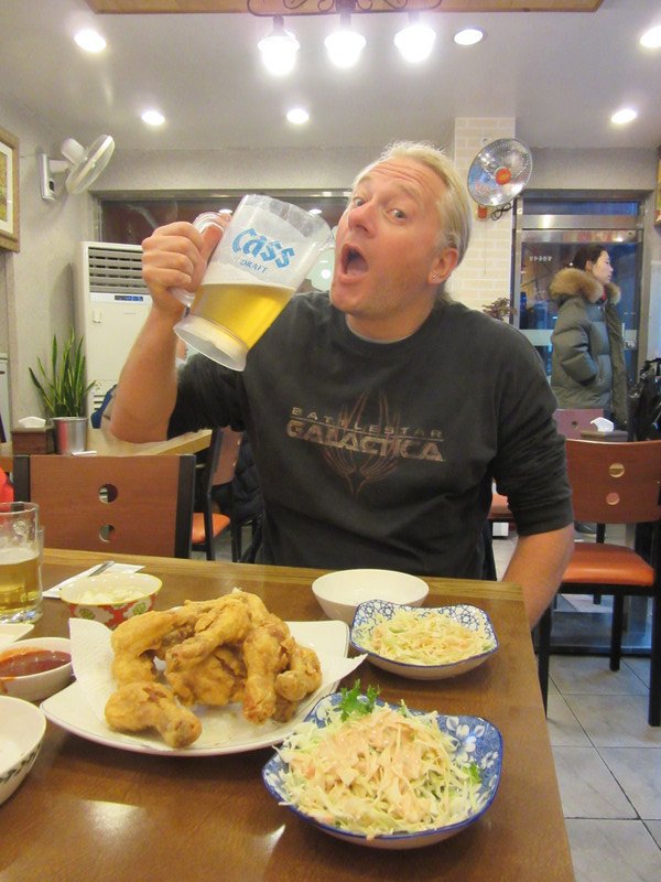 Our first taste of Chimaek - Fried chicken and beer - a Korean institution
