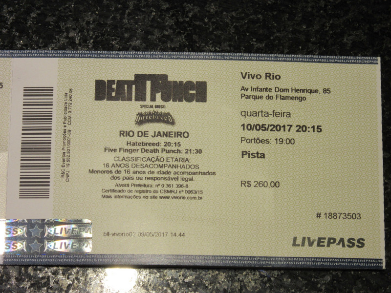 Five Finger Death Punch ticket
