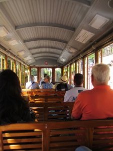 Inside a Santa Teresa tram
