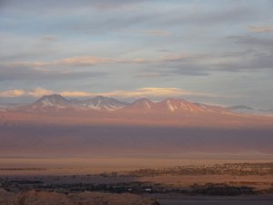 Sunset over The Andes and the Atacama desert