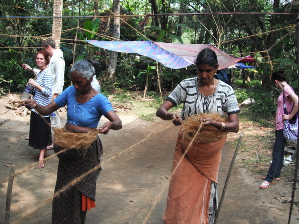 women making string