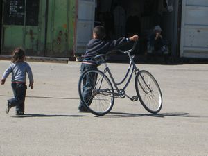 Child and bike