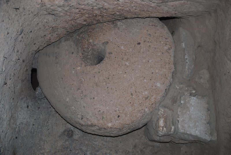 Round rock door in underground city