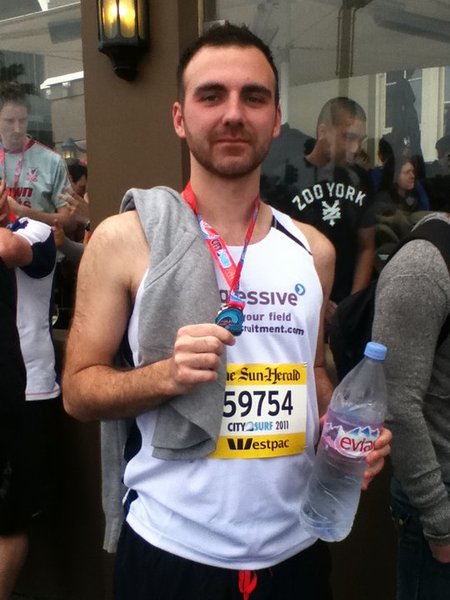 James after the 14k City 2 Surf run.