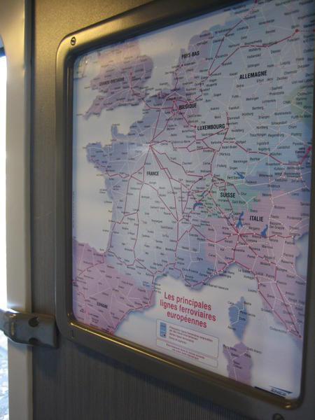 railway map of France on board