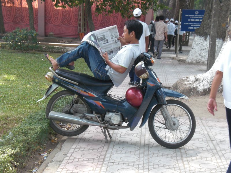 Moped doubling up as a chair