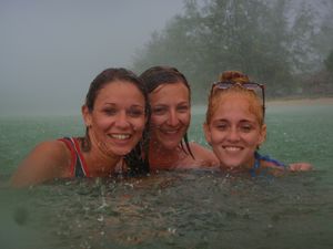 Swimming in the sea during storm