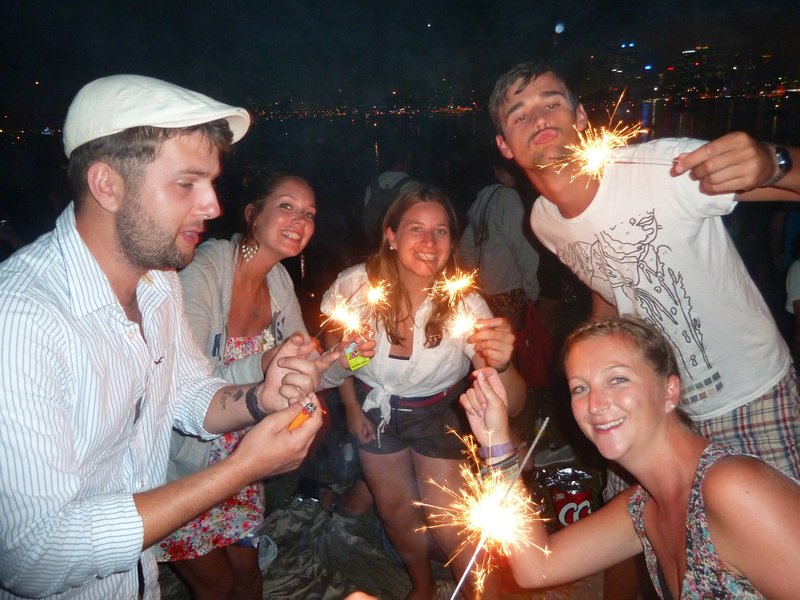 Sparklers at midnight