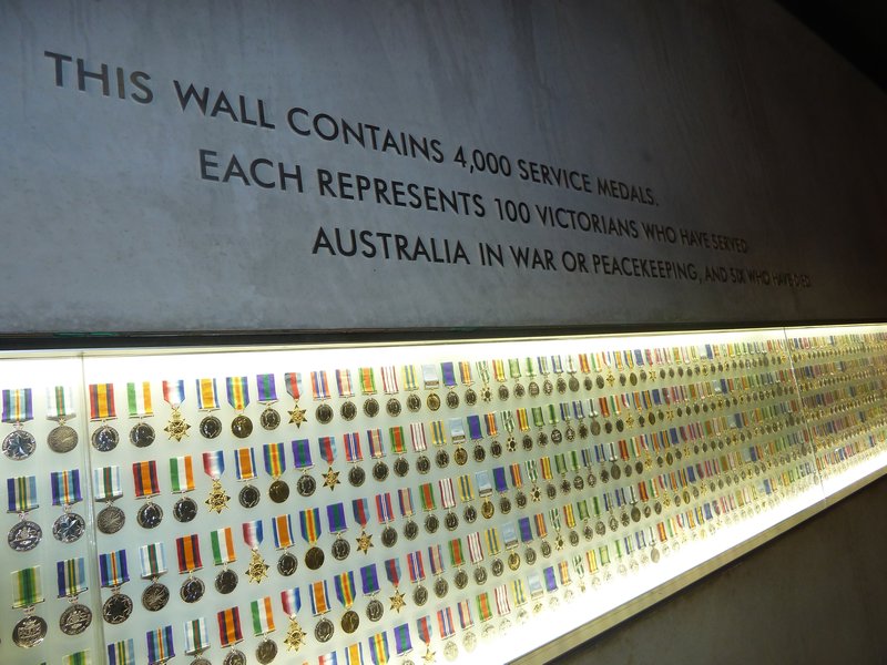 Medals awarded to solders at the Shrine of remembrance