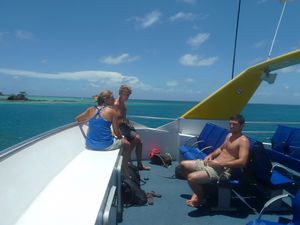Soaking up some rays on board the Yasawa Flyer