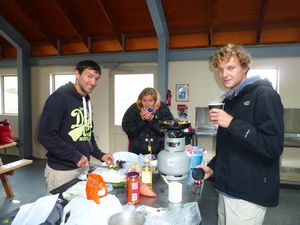 Dinner in the hut by Mount Cook