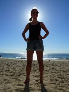 Laura looking holy at the beach