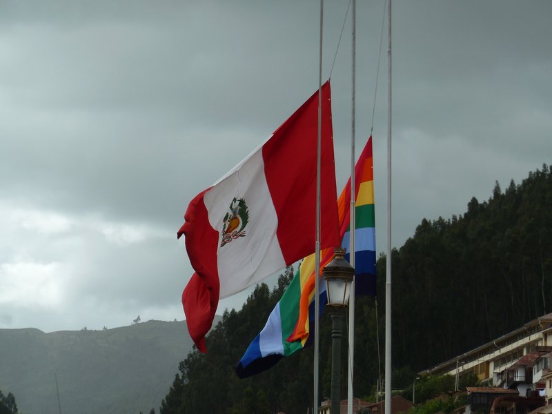 Peru and Cuzco flags (not to be confused with the gay-pride flag!)