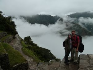 Our first view of Machupicchu - its behind all that wonderful cloud! 