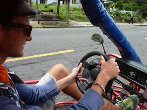 Dan driving the buggy in Banos