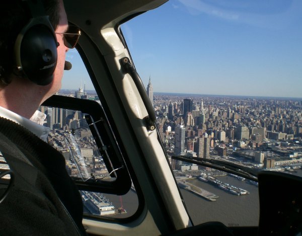 Flying along Manhattan island