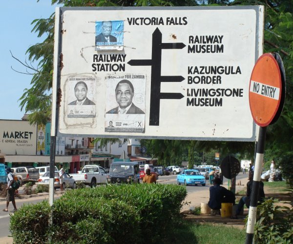 Road sign, Livingstone main street