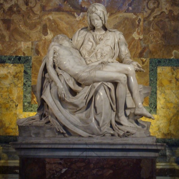 The Pietà was sculpted by Michelangelo in 1499