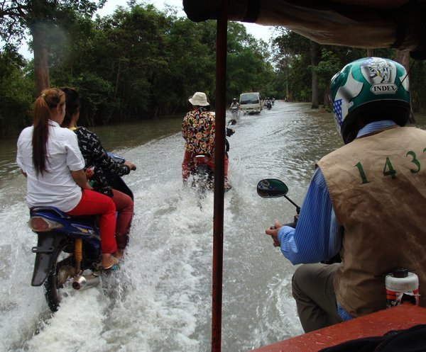 Flooded road near Siem Reap