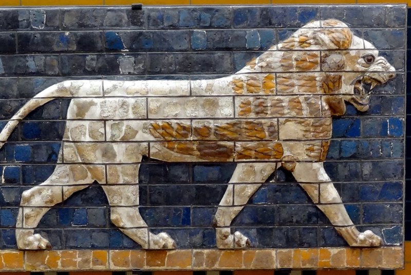 Glazed brick relief of a lion from Babylon's processional way
