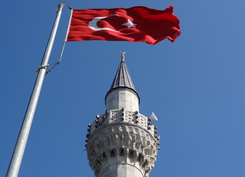 Turkish flag and minaret