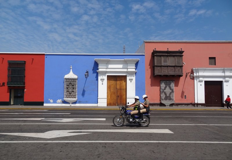 Colourful buildings on Jiron Almagro, Trujillo