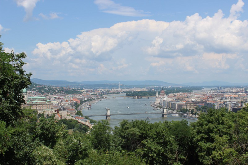 View of Budapest looking north from top of Gellert Hill