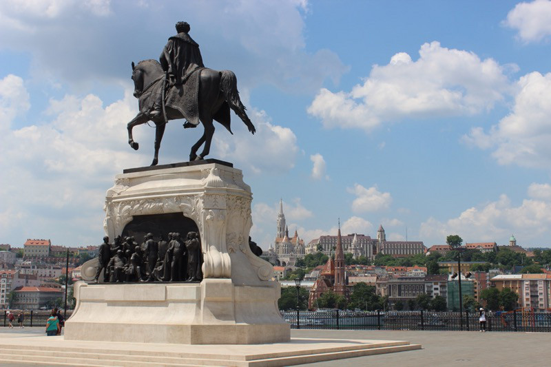 Statue of Francis II, looking west across the Danube