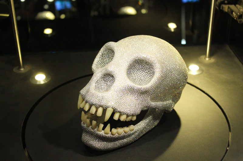 Diamond-encrusted gorilla skull in the Diamond Museum