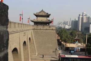 Outside face of city wall, Xian, China