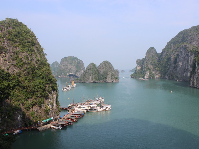 View of Halong Bay from outside Hang Sung Sot Cave