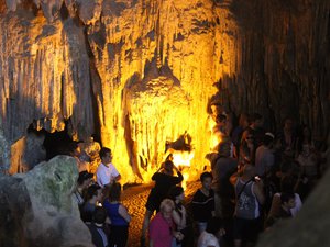 Entering Hang Sung Sot Cave, Halong Bay