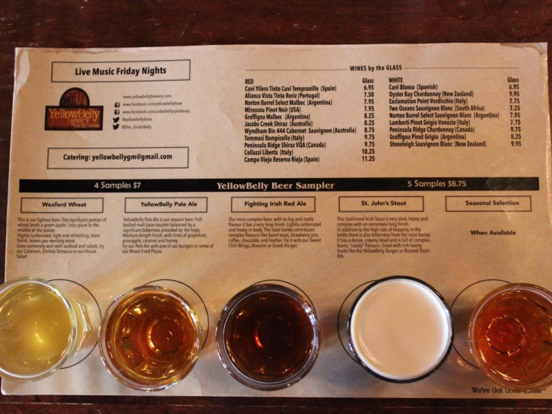 Flight of beer at Yellow Belly