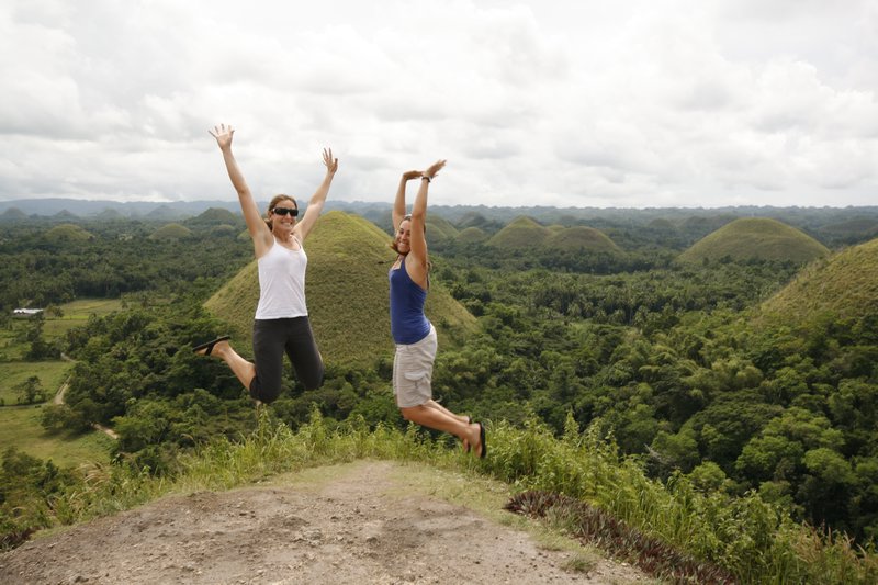 Jumping for joy at the chocolate hills