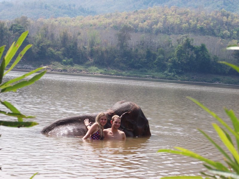 Bathing with our elephant