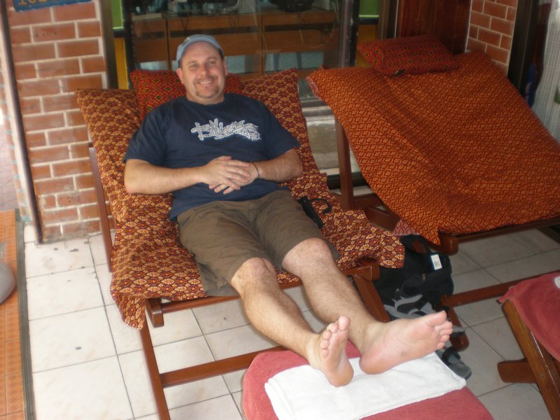 Scott ready for his foot massage