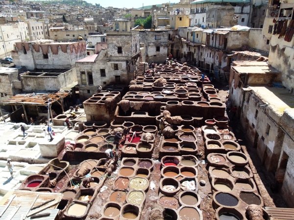 The famous dye pits in the tanneries of Fes