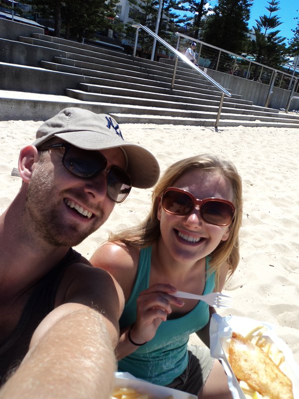 Fish and chips on Manly Beach
