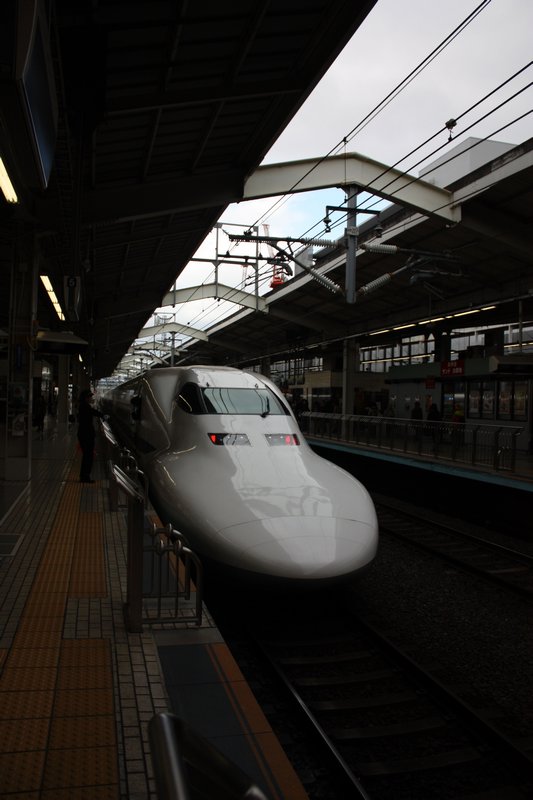 Our Shinkansen leaving Kyoto on the rest of it's journey