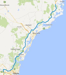 Route from Sydney to the Mid North Coast