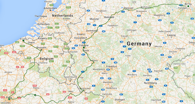 Brugge to Berlin Map