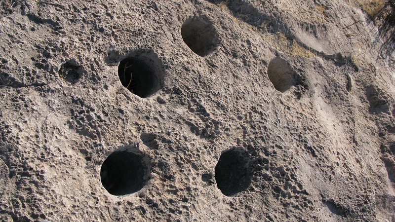 Holes Indians used to grind their corn
