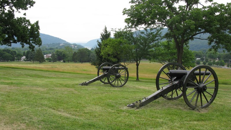 Rear of Union Position on Bolivar heights with Harpers Ferry in the distance.